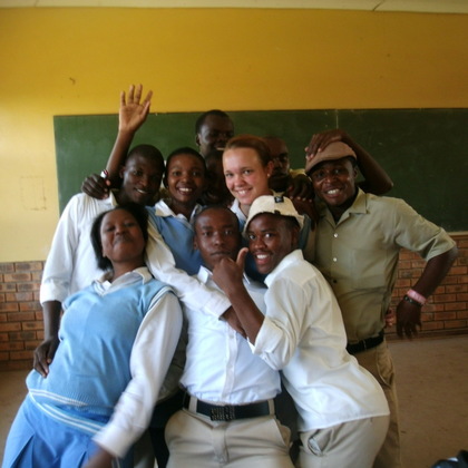 Das Foto zeigt mich in einer Township-Schule während des zweiwöchigen "cultural exchange"-Programmes.